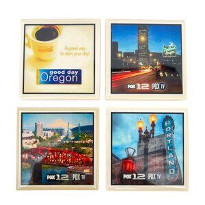 PDX Coasters Portland Oregon Ceramic Coaster Set Of 4 With Cork Backing